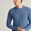 Baumwoll-Crew-Shirt mit Zopfmuster Baumwoll-Crew-Shirt mit Zopfmuster