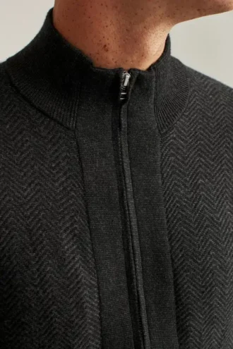 Baumwoll-Kaschmir-Jacke mit durchgehendem Reißverschluss