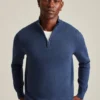 Baumwoll-Kaschmir-Pullover mit halbem Reißverschluss Baumwoll-Kaschmir-Pullover mit halbem Reißverschluss
