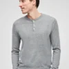 Baumwoll-Leinen-Henley Baumwoll-Leinen-Henley