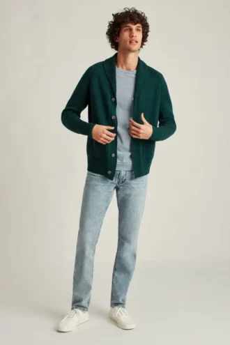Baumwoll-Leinen-Strickjacke