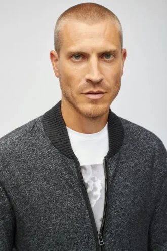 Bomber-Pullover aus Baumwolle und Kaschmir