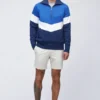 Colorblock-Pullover mit halbem Reißverschluss