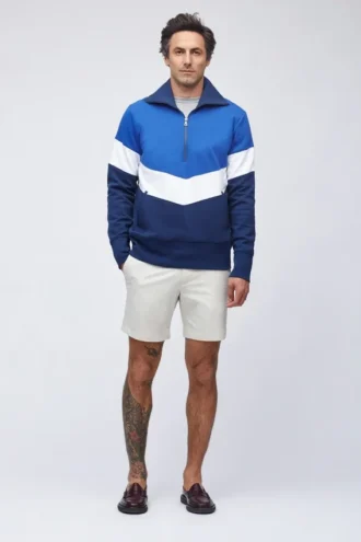 Colorblock-Pullover mit halbem Reißverschluss