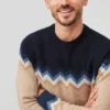 Crew-Neck-Pullover mit Farbblock-Design Crew-Neck-Pullover mit Farbblock-Design