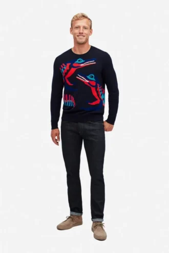 Crocodile-Pullover mit Rundhalsausschnitt