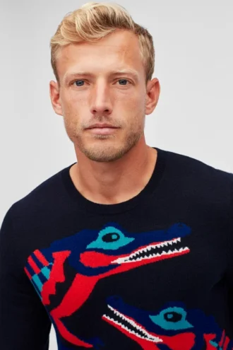 Crocodile-Pullover mit Rundhalsausschnitt