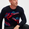Crocodile-Pullover mit Rundhalsausschnitt
