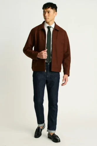 Deckjacke aus italienischer gebürsteter Wolle