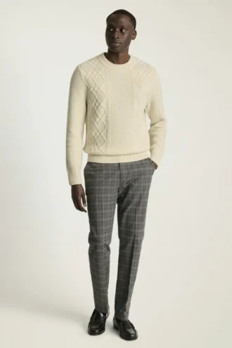 Extrafeiner Merino-Zopfmusterpullover | Weicher Zopfmusterpullover aus Merinowolle