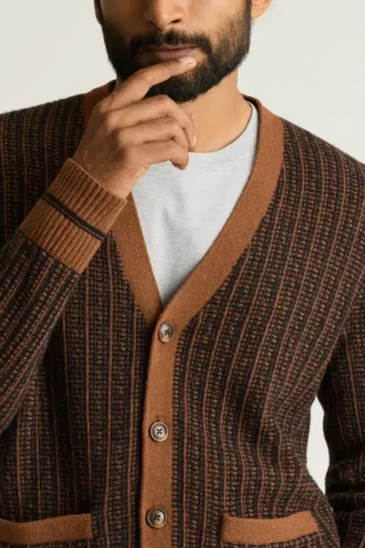 Extrafine Merino Retro-Strickjacke