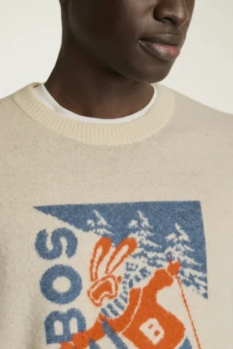 Extrafiner Merino-Ski-Bunny-Pullover | Retro-Après-Ski- & Ski-Pullover