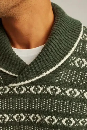 Fair-Isle-Pullover mit Schalkragen