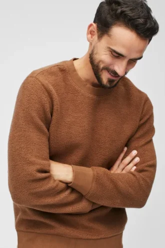 Fleece-Sweatshirt mit Rundhalsausschnitt