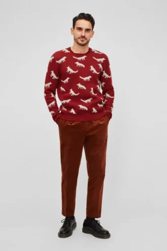 Fox-Pullover mit Rundhalsausschnitt