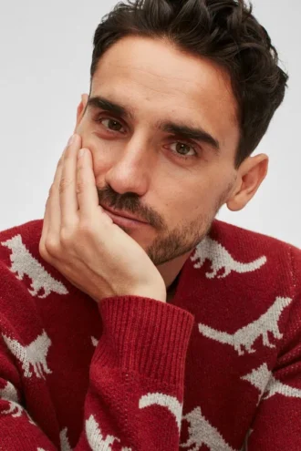 Fox-Pullover mit Rundhalsausschnitt