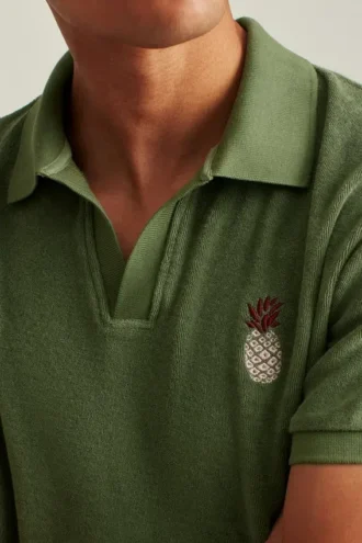 Frottee-Polo mit Johnny-Kragen
