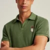 Frottee-Polo mit Johnny-Kragen Frottee-Polo mit Johnny-Kragen