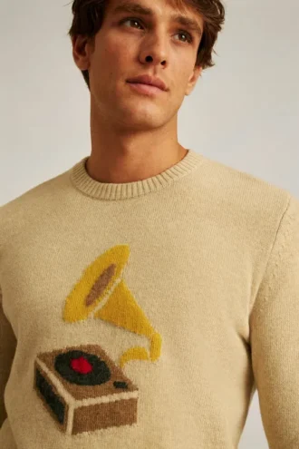 Gramophone-Pullover mit Rundhalsausschnitt Gramophone-Pullover mit Rundhalsausschnitt