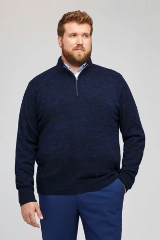 Halb-Reißverschluss-Pullover aus Baumwolle und Kaschmir