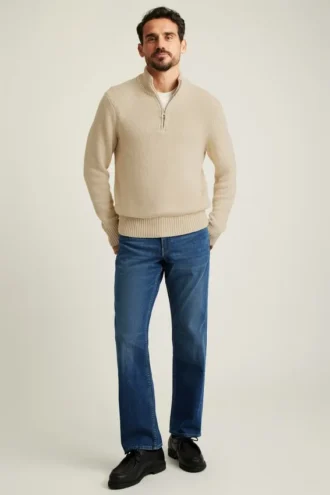 Halbzip-Pullover aus Baumwoll-Leinen
