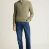 Herren-Pullover mit Viertelreißverschluss von Bonobos | Italienisches Luxus-Leinen-Baumwollgewebe