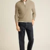 Herren-Pullover mit Viertelreißverschluss von Bonobos | Italienisches Luxus-Leinen-Baumwollgewebe