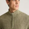 Herren-Pullover mit Viertelreißverschluss von Bonobos | Italienisches Luxus-Leinen-Baumwollgewebe