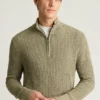 Herren-Pullover mit Viertelreißverschluss von Bonobos | Italienisches Luxus-Leinen-Baumwollgewebe