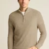 Herren-Pullover mit Viertelreißverschluss von Bonobos | Italienisches Luxus-Leinen-Baumwollgewebe