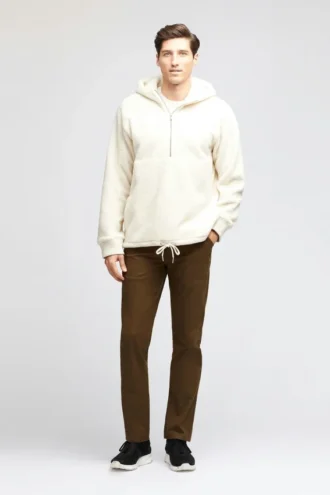 Herren-Sherpa-Hoodie mit halbem Reißverschluss