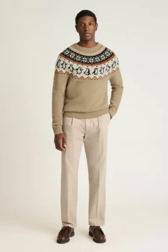 Herren-Weihnachtspullover von Bonobos | Festlicher Fair-Isle-Pinguin-Strick Herren-Weihnachtspullover von Bonobos | Festlicher Fair-Isle-Pinguin-Strick