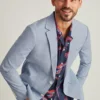 Italienisches Stretch-Seersucker-Sakko – Weiß & Marineblau Italienisches Stretch-Seersucker-Sakko – Weiß & Marineblau