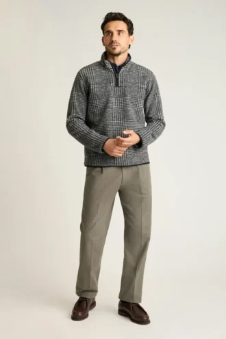 Italienisches Wollfleece-Shirt mit Viertelreißverschluss Italienisches Wollfleece-Shirt mit Viertelreißverschluss
