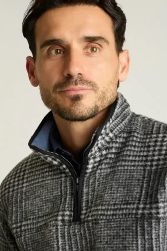 Italienisches Wollfleece-Shirt mit Viertelreißverschluss Italienisches Wollfleece-Shirt mit Viertelreißverschluss