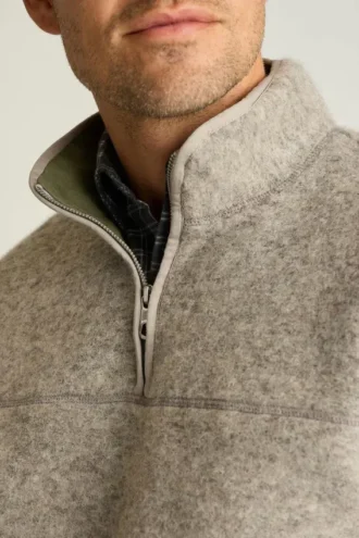 Italienisches Wollfleece-Shirt mit Viertelreißverschluss Italienisches Wollfleece-Shirt mit Viertelreißverschluss