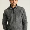 Italienisches Wollfleece-Shirt mit Viertelreißverschluss