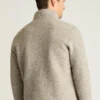 Italienisches Wollfleece-Shirt mit Viertelreißverschluss