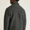 Italienisches Wollfleece-Shirt mit Viertelreißverschluss
