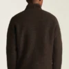 Italienisches Wollfleece-Shirt mit Viertelreißverschluss