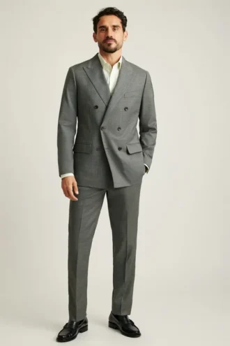 Jetsetter-Blazer aus italienischer Wolle mit Zweireiher-Schlitz