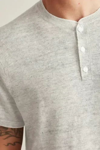 Kurzärmeliges Leinen-Henley