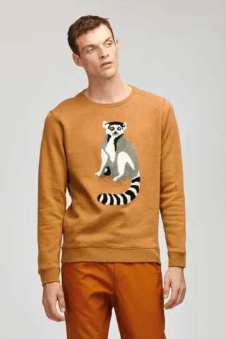 Lemur Fleece-Shirt mit Rundhalsausschnitt