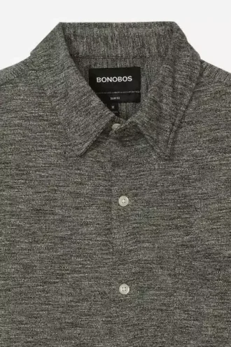 Melierter Jersey-Pullover mit Knopfleiste