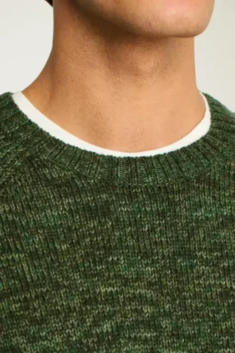 Melierter Raglan-Pullover mit Rundhalsausschnitt