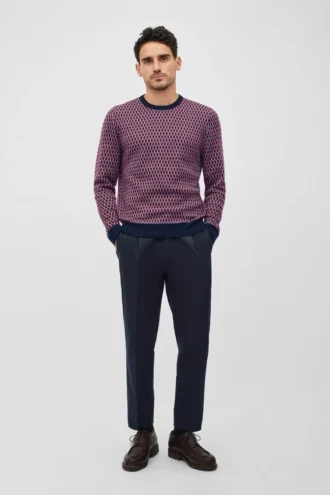 Merino-Jacquard-Pullover mit Rundhalsausschnitt