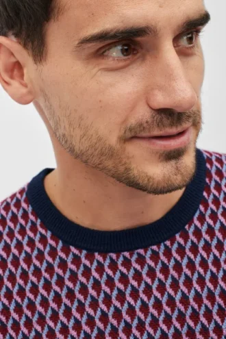 Merino-Jacquard-Pullover mit Rundhalsausschnitt