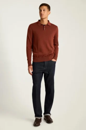 Merino-Polo mit langen Ärmeln