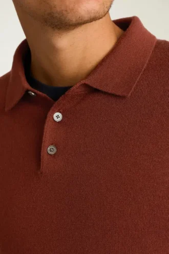 Merino-Polo mit langen Ärmeln