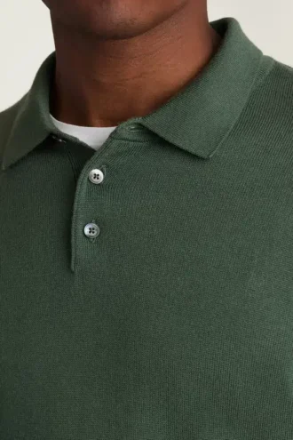Merino-Polo mit langen Ärmeln